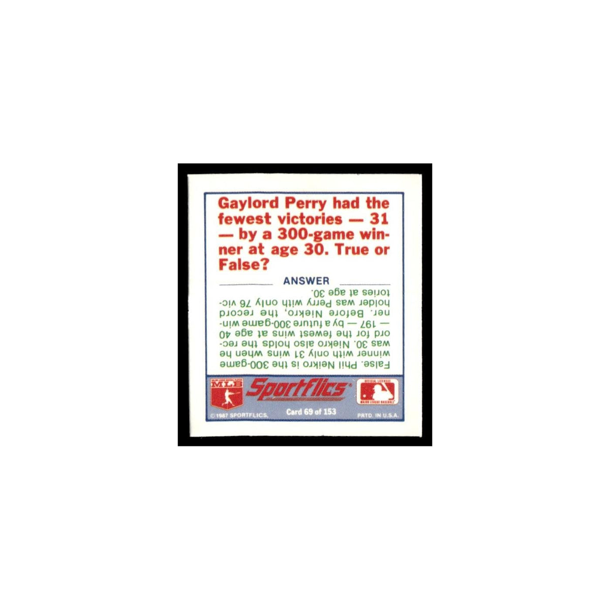 Philadelphia Phillies 1988 Sportflics Mini Team Logo Trivia #69 Baseball Card NM