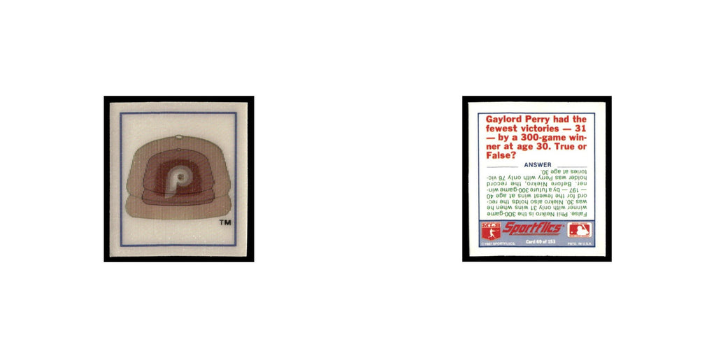 Philadelphia Phillies 1988 Sportflics Mini Team Logo Trivia #69 Baseball Card NM