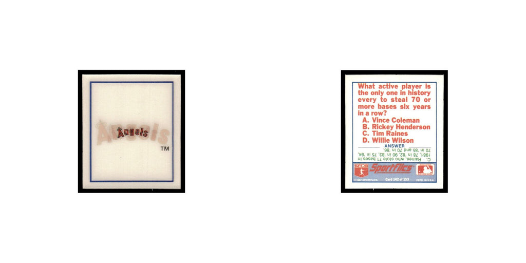 California Angels 1988 Sportflics Mini Team Logo Trivia #142 Baseball Card NM
