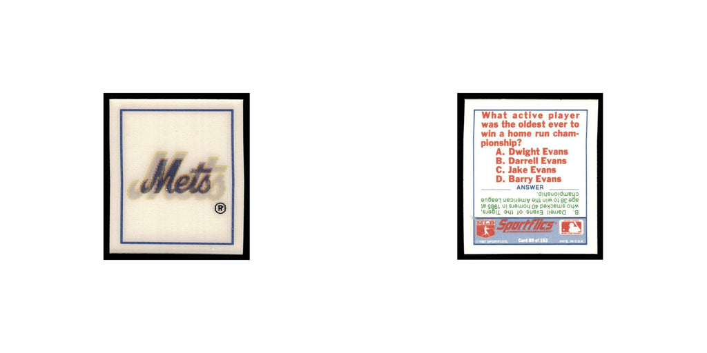 New York Mets 1988 Sportflics Mini Team Logo Trivia #89 Baseball Card NM
