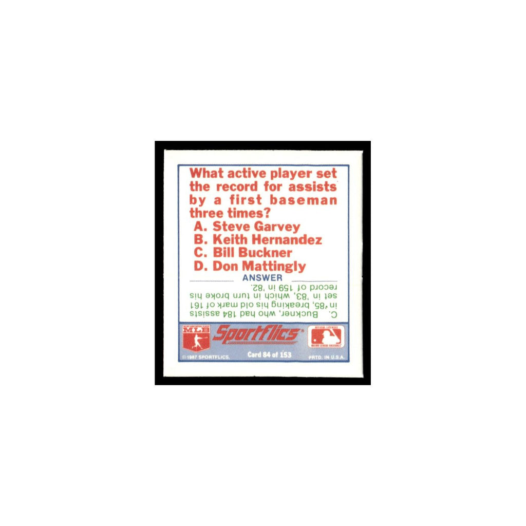 Boston Red Sox 1988 Sportflics Mini Team Logo Trivia #84 Baseball Card NM