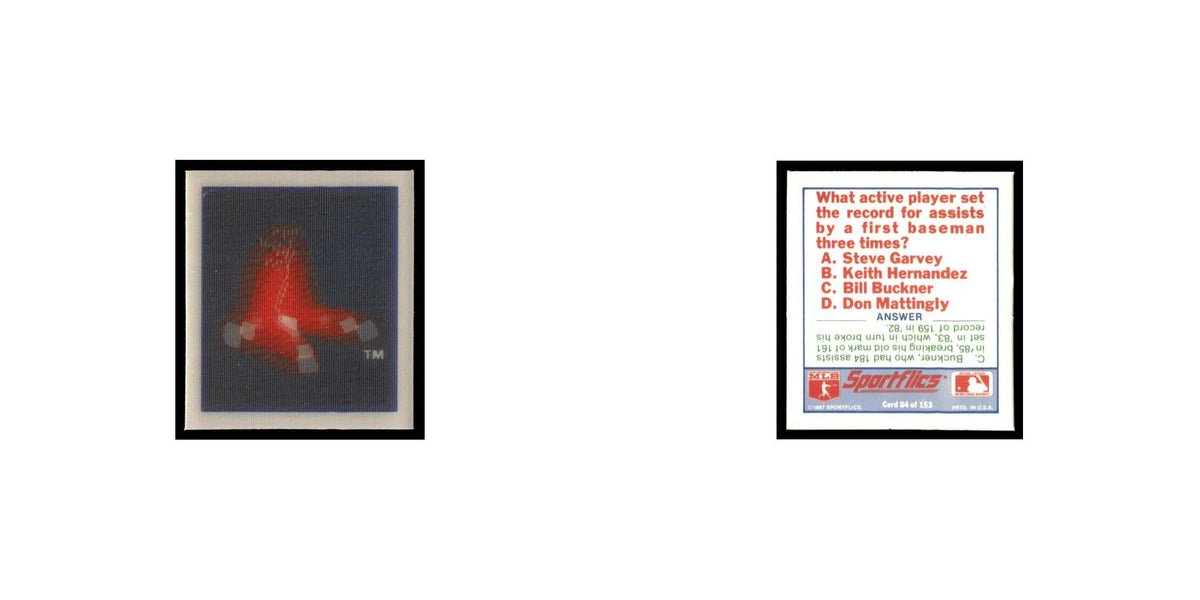 Boston Red Sox 1988 Sportflics Mini Team Logo Trivia #84 Baseball Card NM