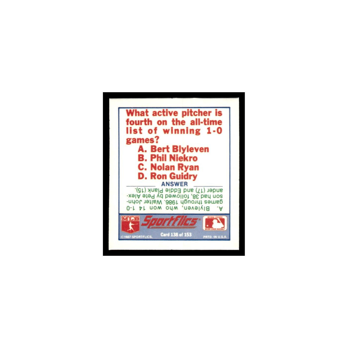 Cincinnati Reds 1988 Sportflics Mini Team Logo Trivia #138 Baseball Card NM