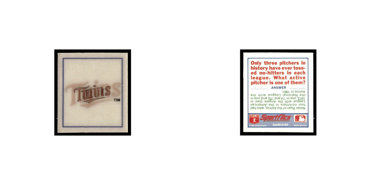 Minnesota Twins 1988 Sportflics Mini Team Logo Trivia #62 Baseball Card NM