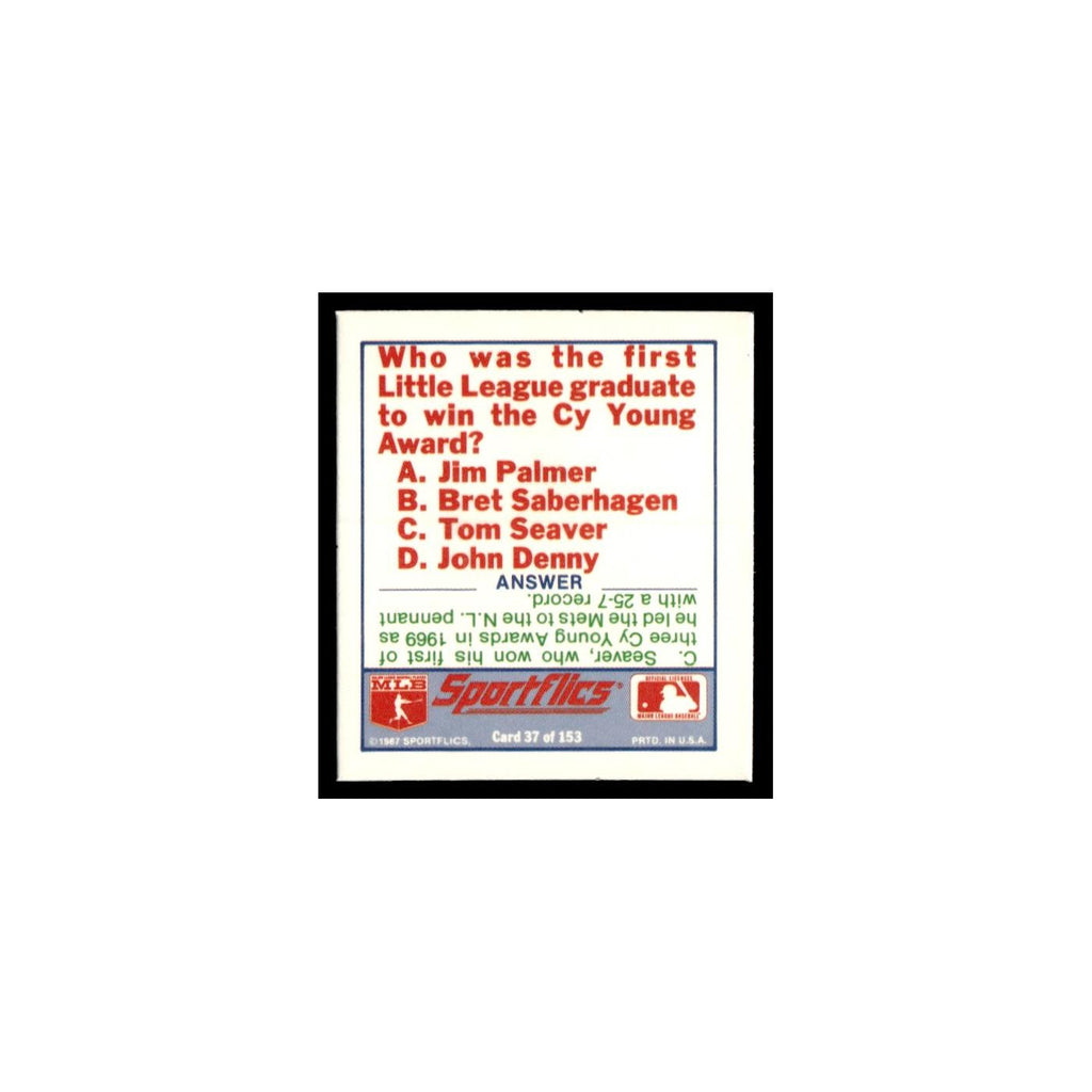 Detroit Tigers 1988 Sportflics Mini Team Logo Trivia #37 Baseball Card NM
