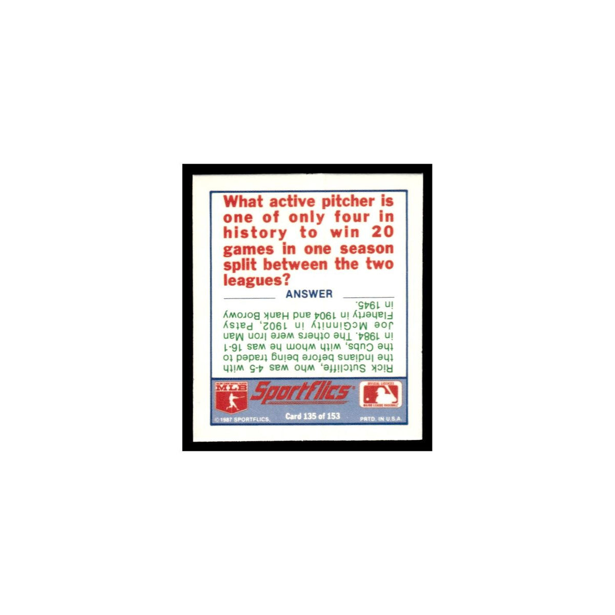 Montreal Expos 1988 Sportflics Mini Team Logo Trivia #135 Baseball Card NM