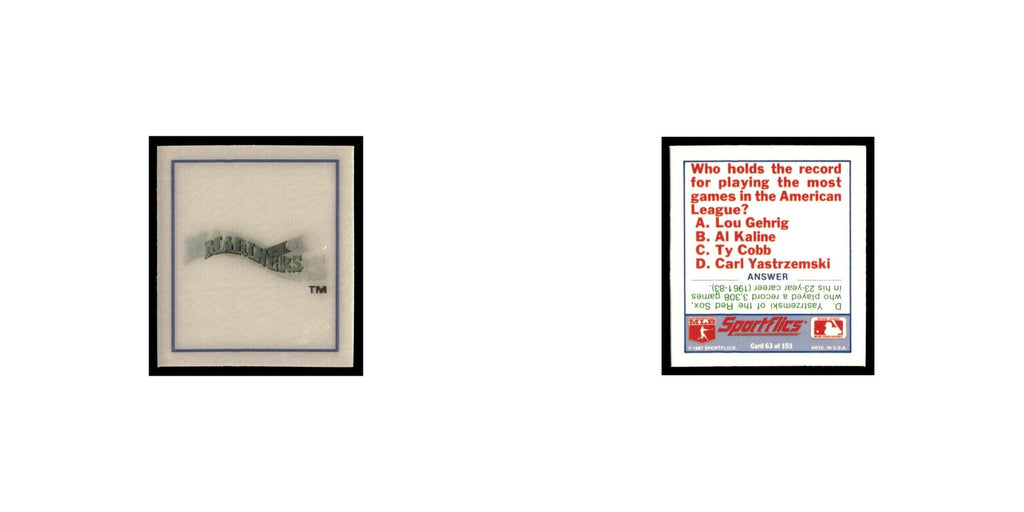 Seattle Mariners 1988 Sportflics Mini Team Logo Trivia #63 Baseball Card NM