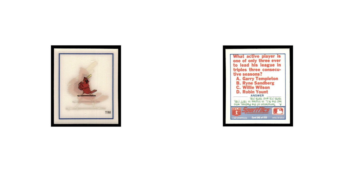 St. Louis Cardinals 1988 Sportflics Mini Team Logo Trivia #141 Baseball Card NM