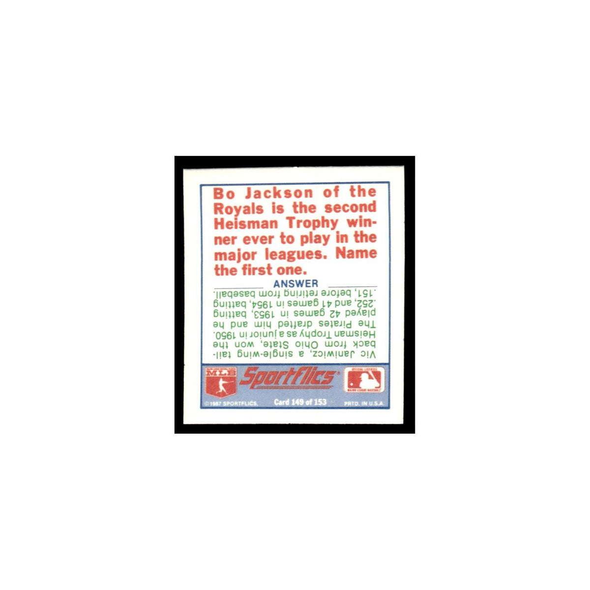 Los Angeles Dodgers 1988 Sportflics Mini Team Logo Trivia #149 Baseball Card NM