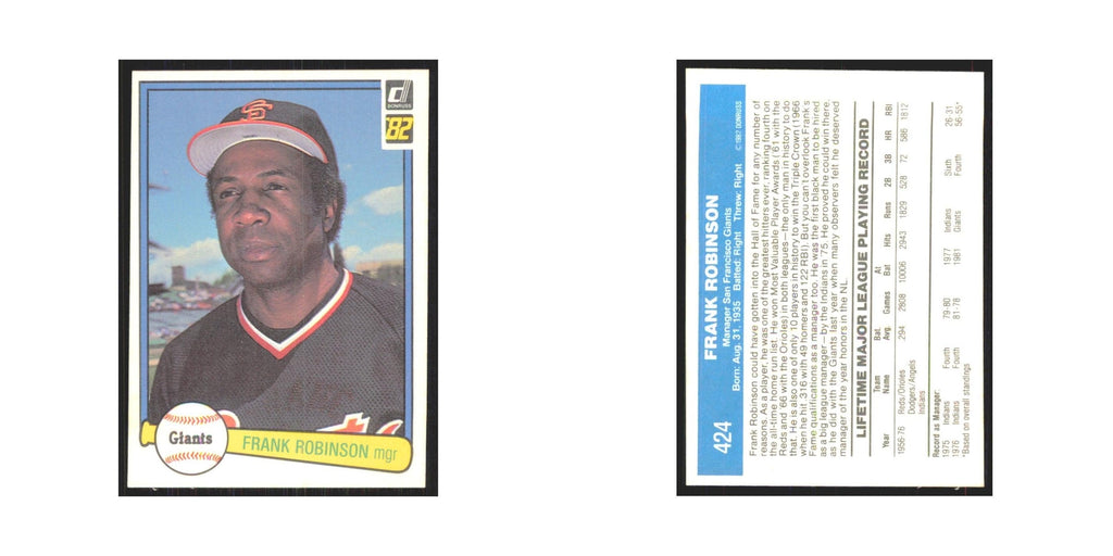 1982 Donruss Frank Robinson Giants #424