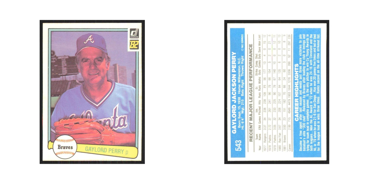 1982 Donruss Gaylord Perry Braves #543