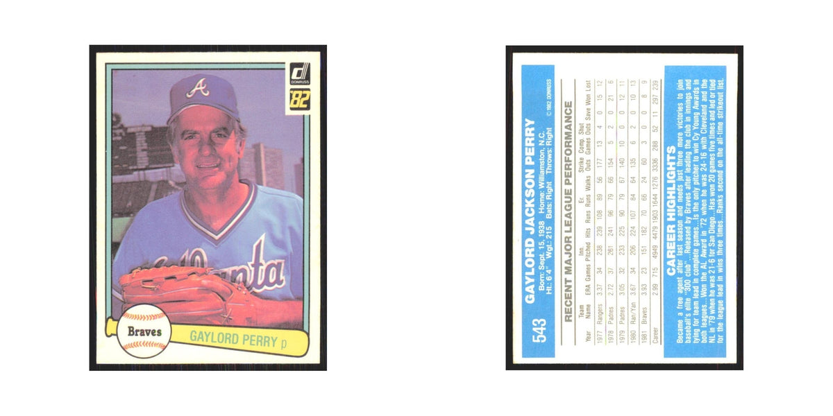 1982 Donruss Gaylord Perry Braves #543