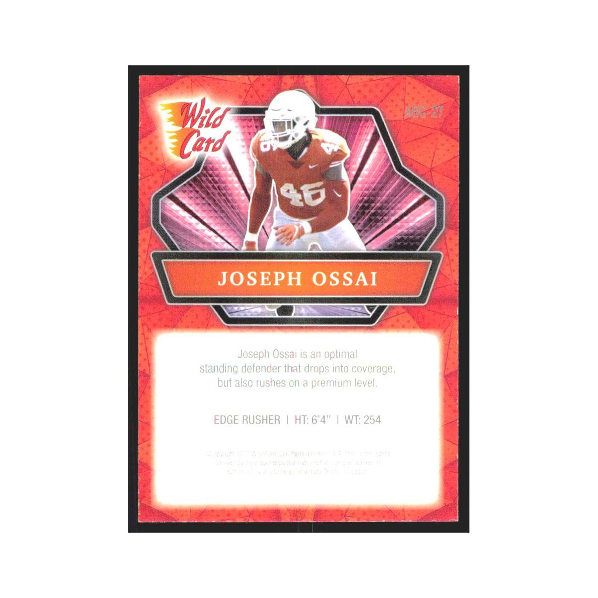 2021 Wild Card Alumination Red Joseph Ossai #ABC-27