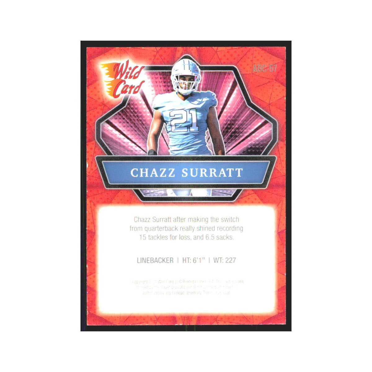 2021 Wild Card Alumination Red Chazz Surratt #ABC-67