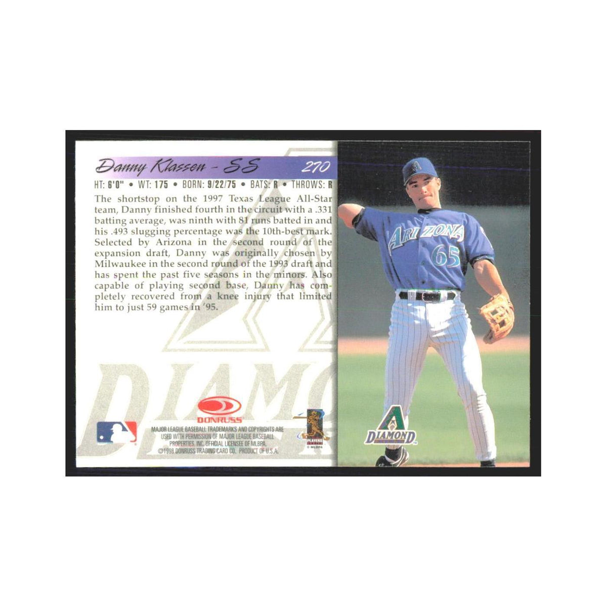 1998 Donruss Danny Klassen Diamondbacks #270