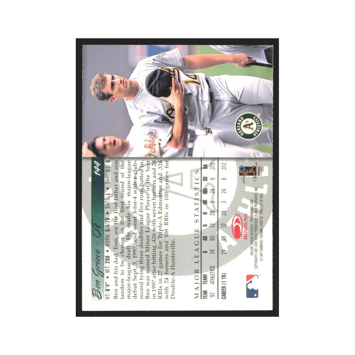 1998 Donruss Ben Grieve Athletics #144