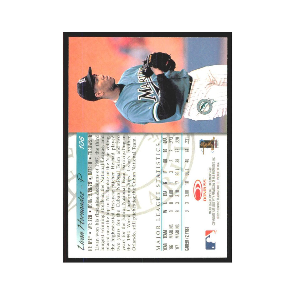1998 Donruss Livan Hernandez Florida Marlins #106