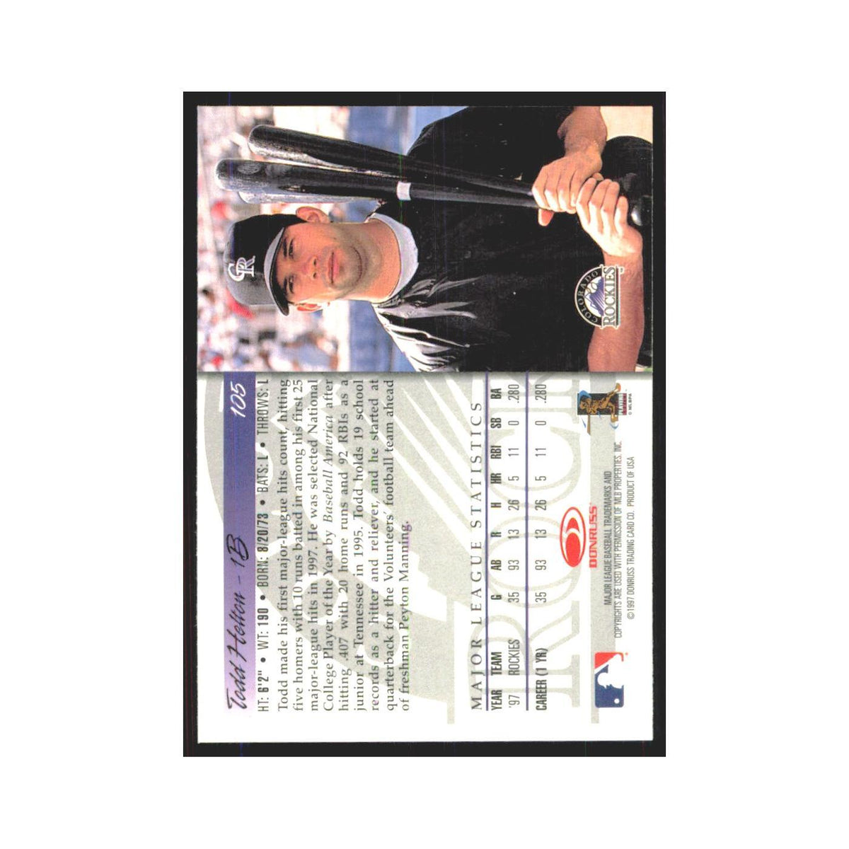 1998 Donruss Todd Helton Rockies #105