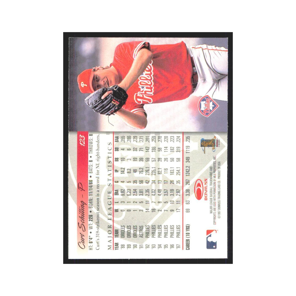 1998 Donruss Curt Schilling Phillies #123