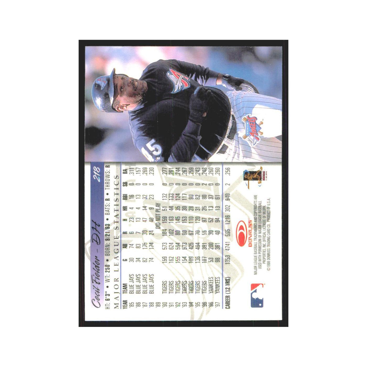 1998 Donruss Cecil Fielder Angels #218