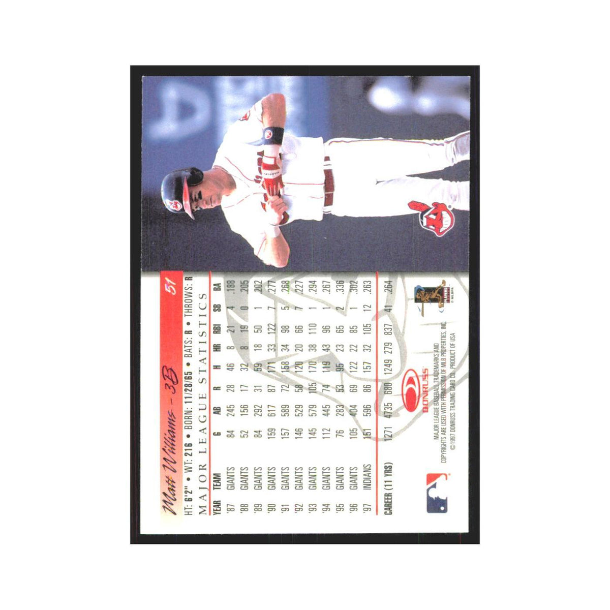 1998 Donruss Matt Williams Indians #51