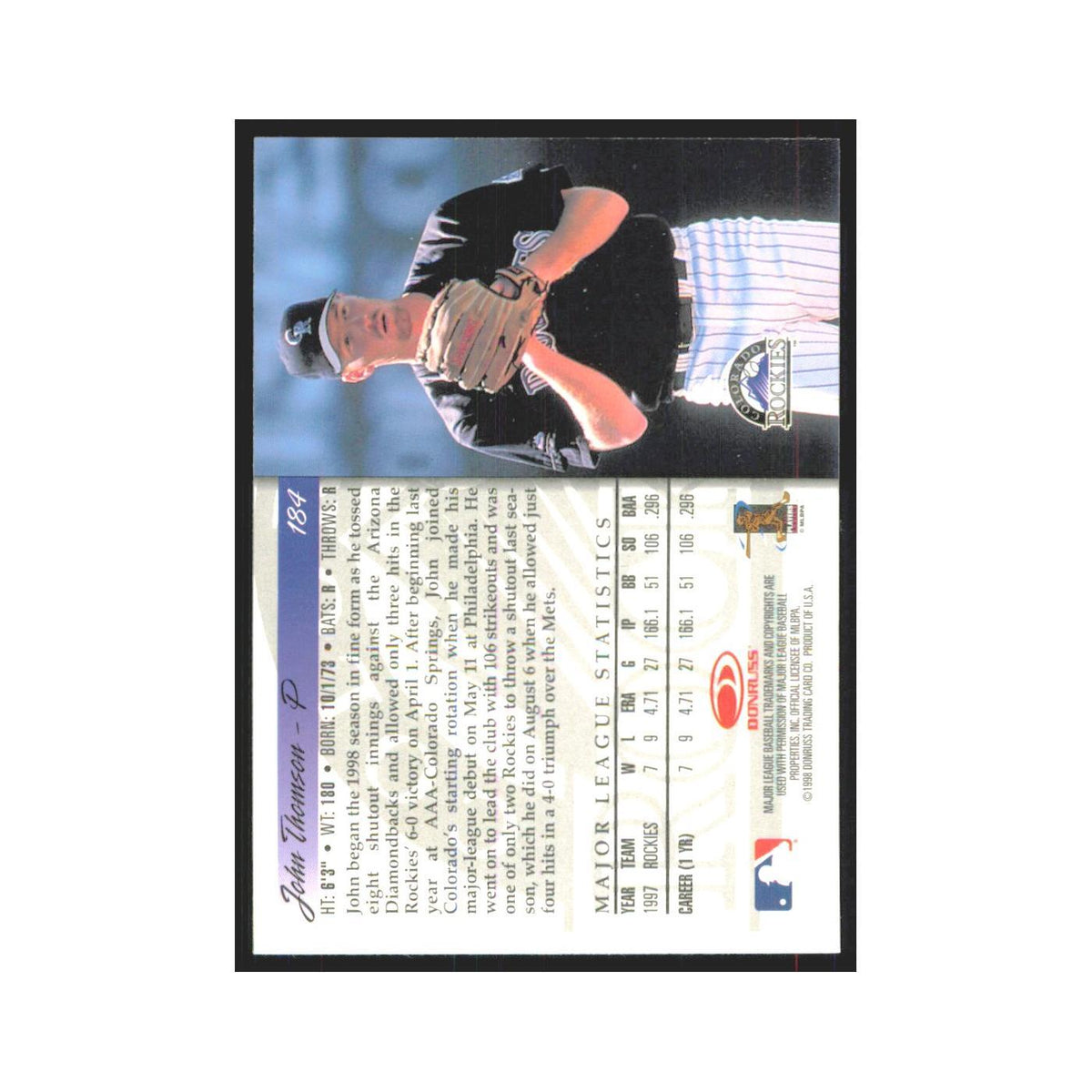 1998 Donruss John Thomson Rockies #184