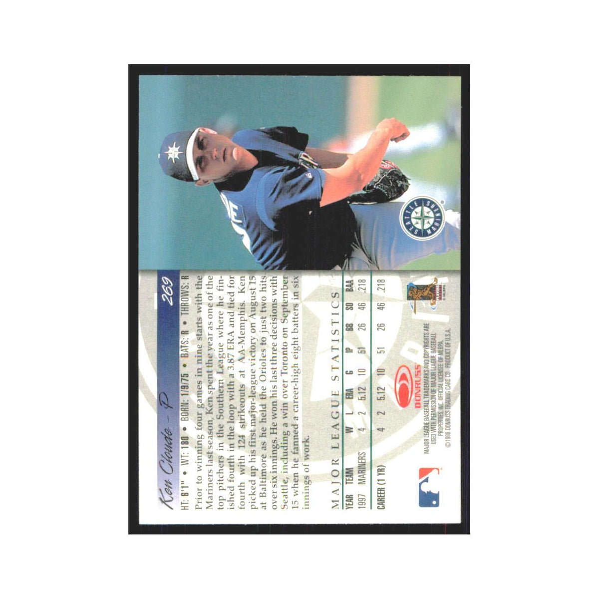 1998 Donruss Ken Cloude Mariners #269