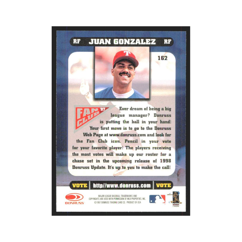1998 Donruss Juan Gonzalez Rangers #162