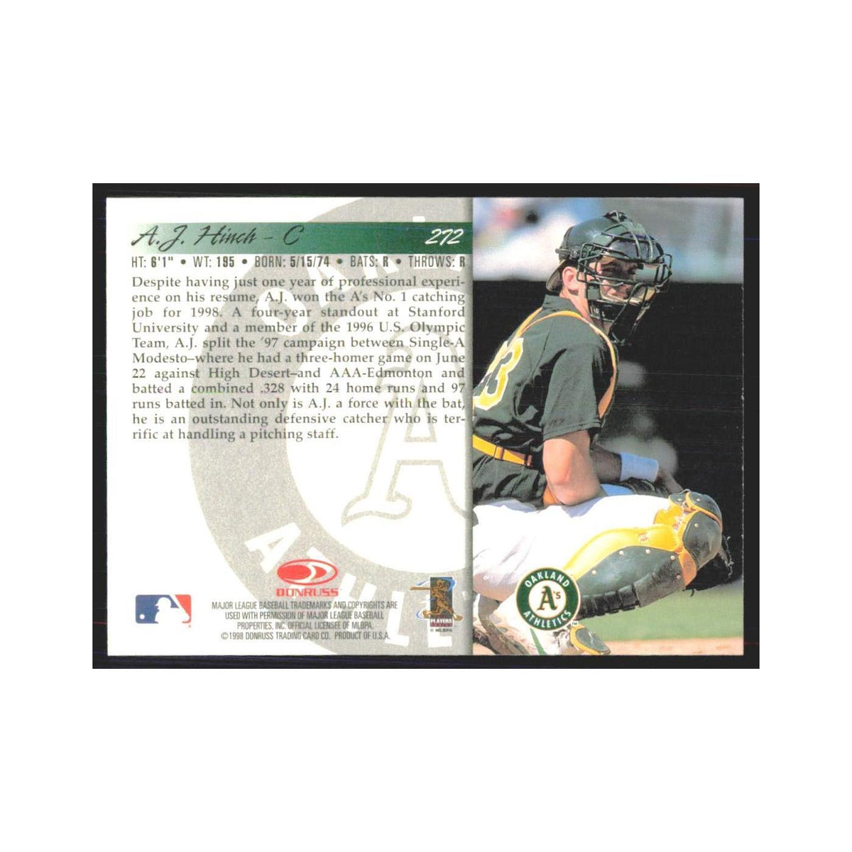 1998 Donruss A.J. Hinch Athletics #272