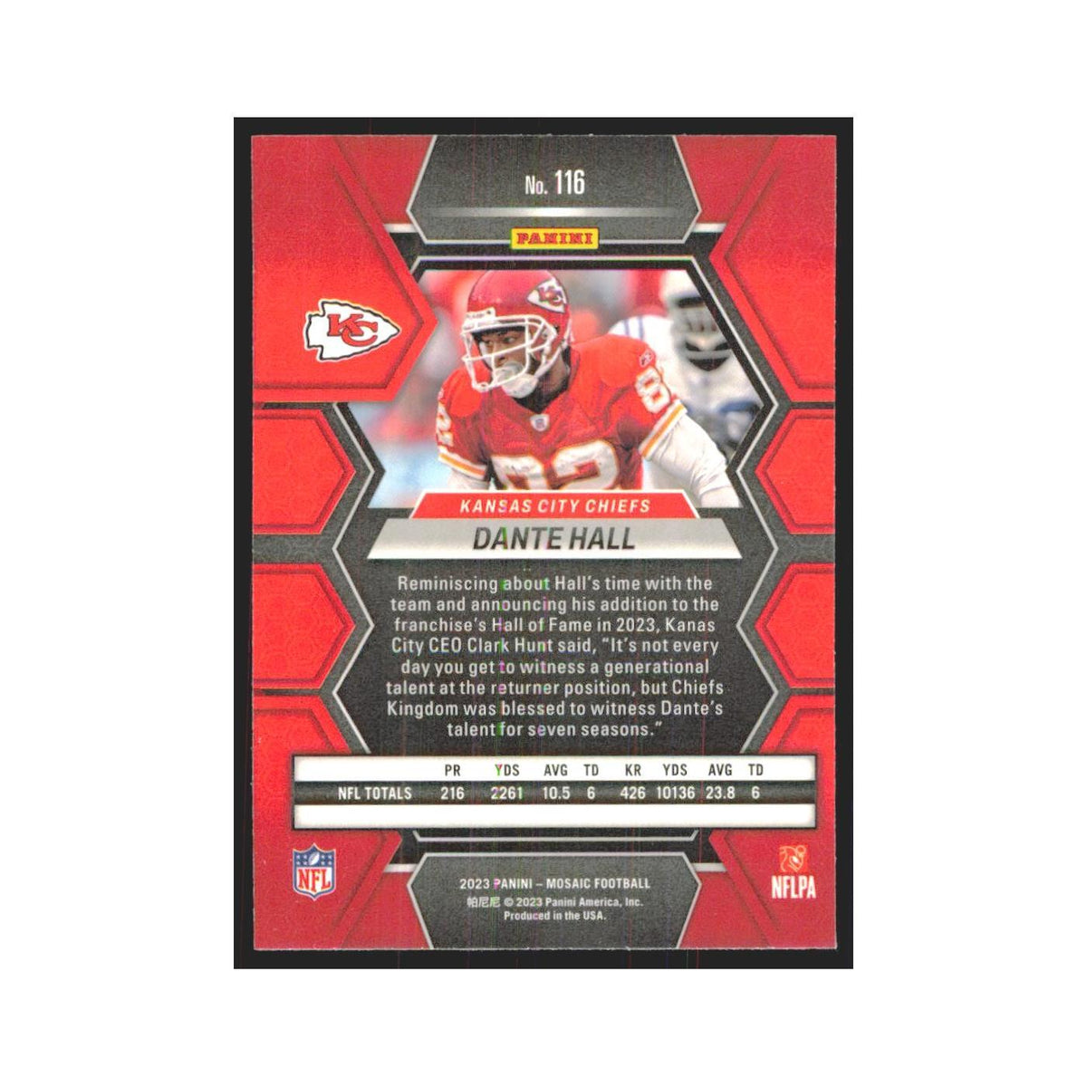 2023 Panini Mosaic Dante Hall Chiefs #116