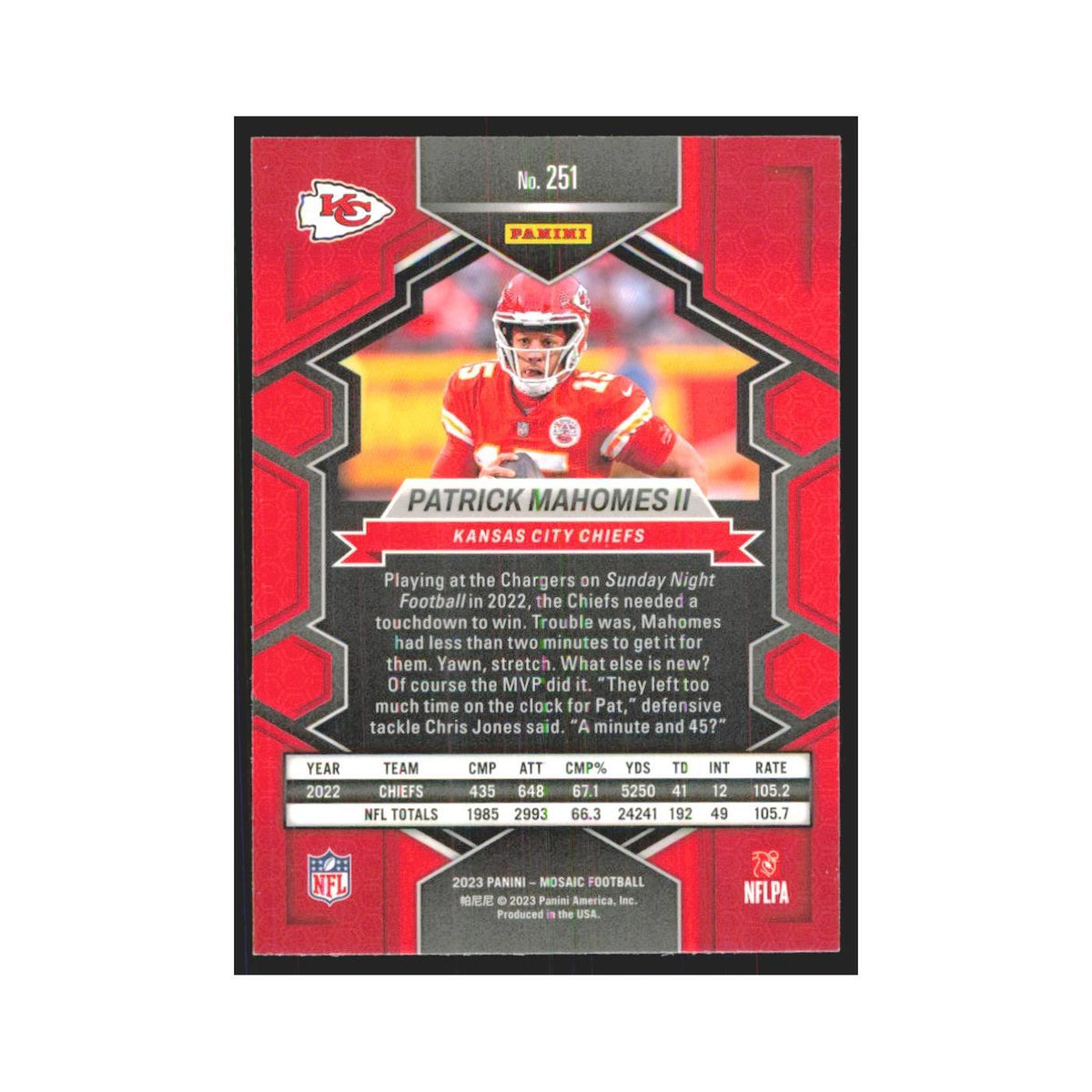 2023 Panini Mosaic National Pride Patrick Mahomes II Chiefs #251