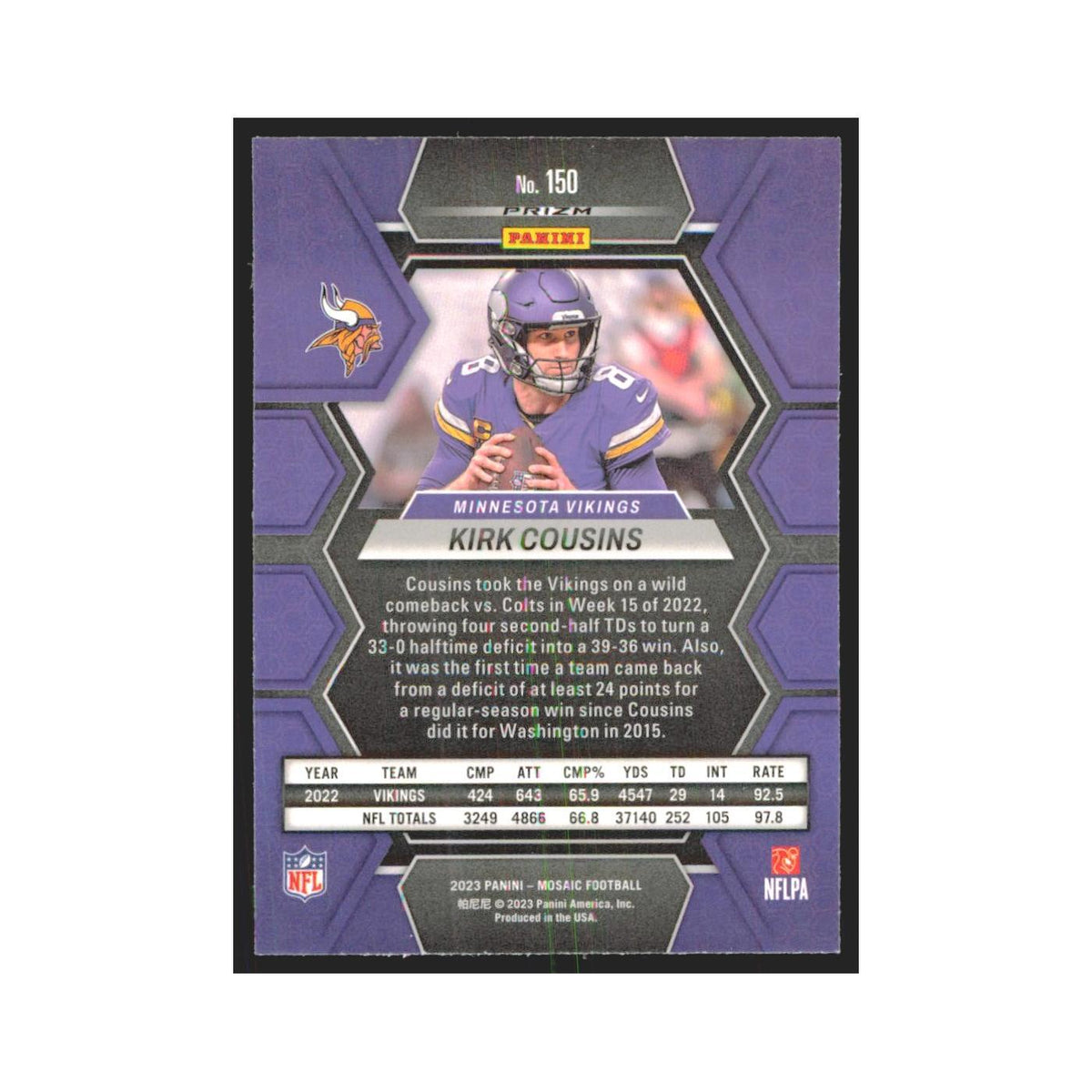 2023 Panini Mosaic Green Kirk Cousins Vikings #150