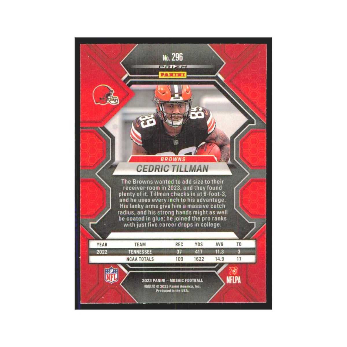 2023 Panini Mosaic Green Cedric Tillman RC Browns #296
