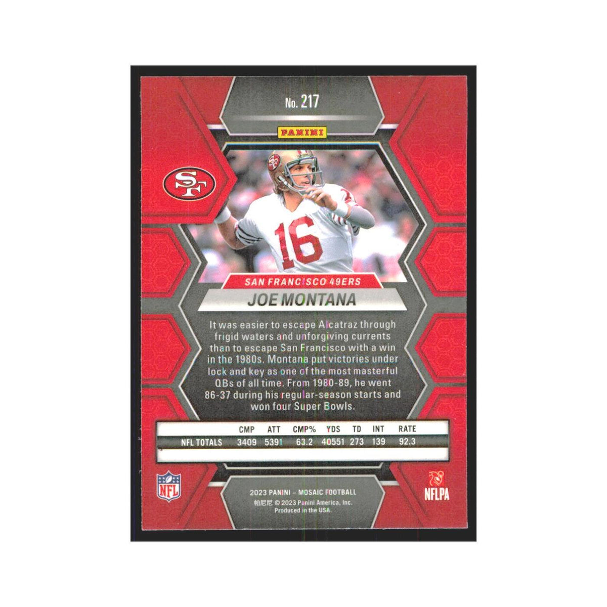 2023 Panini Mosaic Joe Montana 49ers #217