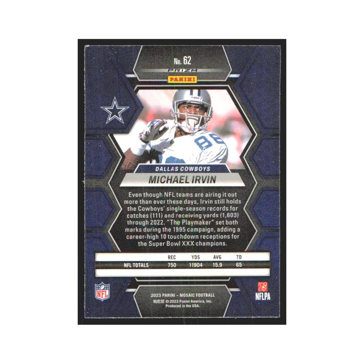2023 Panini Mosaic Green Michael Irvin Cowboys #62