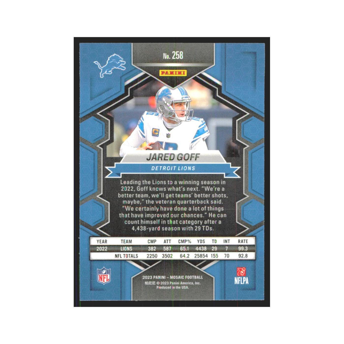 2023 Panini Mosaic National Pride Jared Goff Lions #258