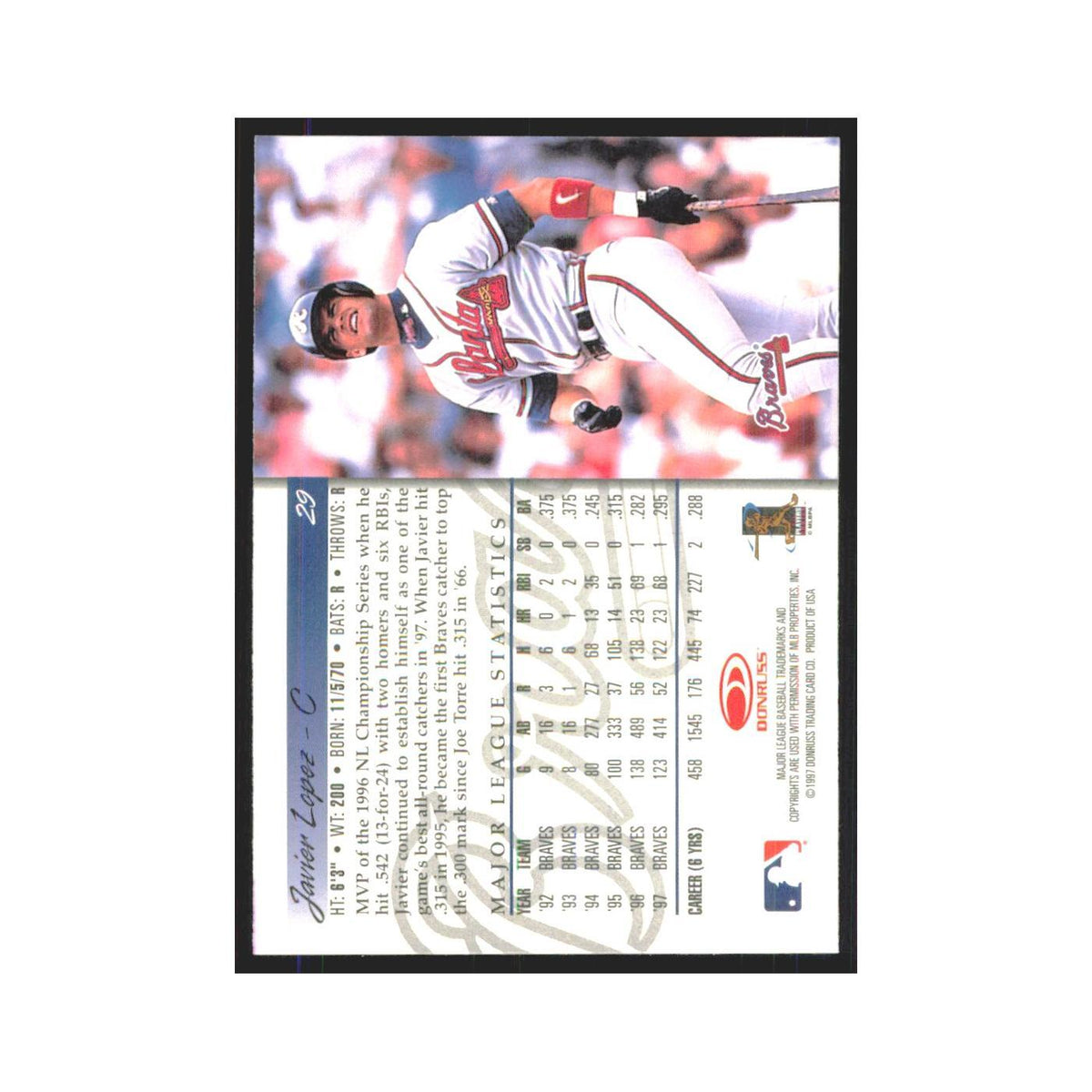 1998 Donruss Javy Lopez Braves #29