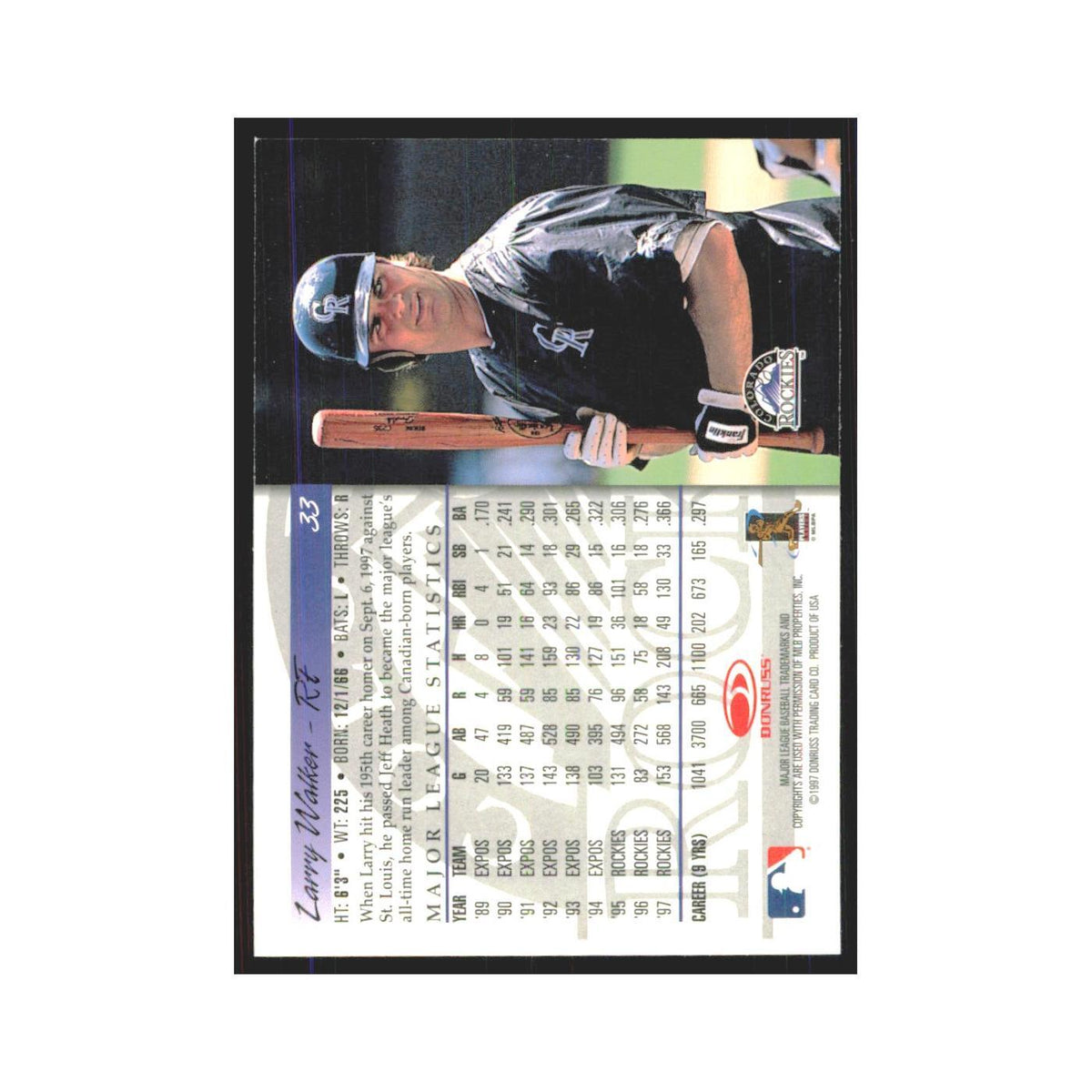 1998 Donruss Larry Walker Rockies #33