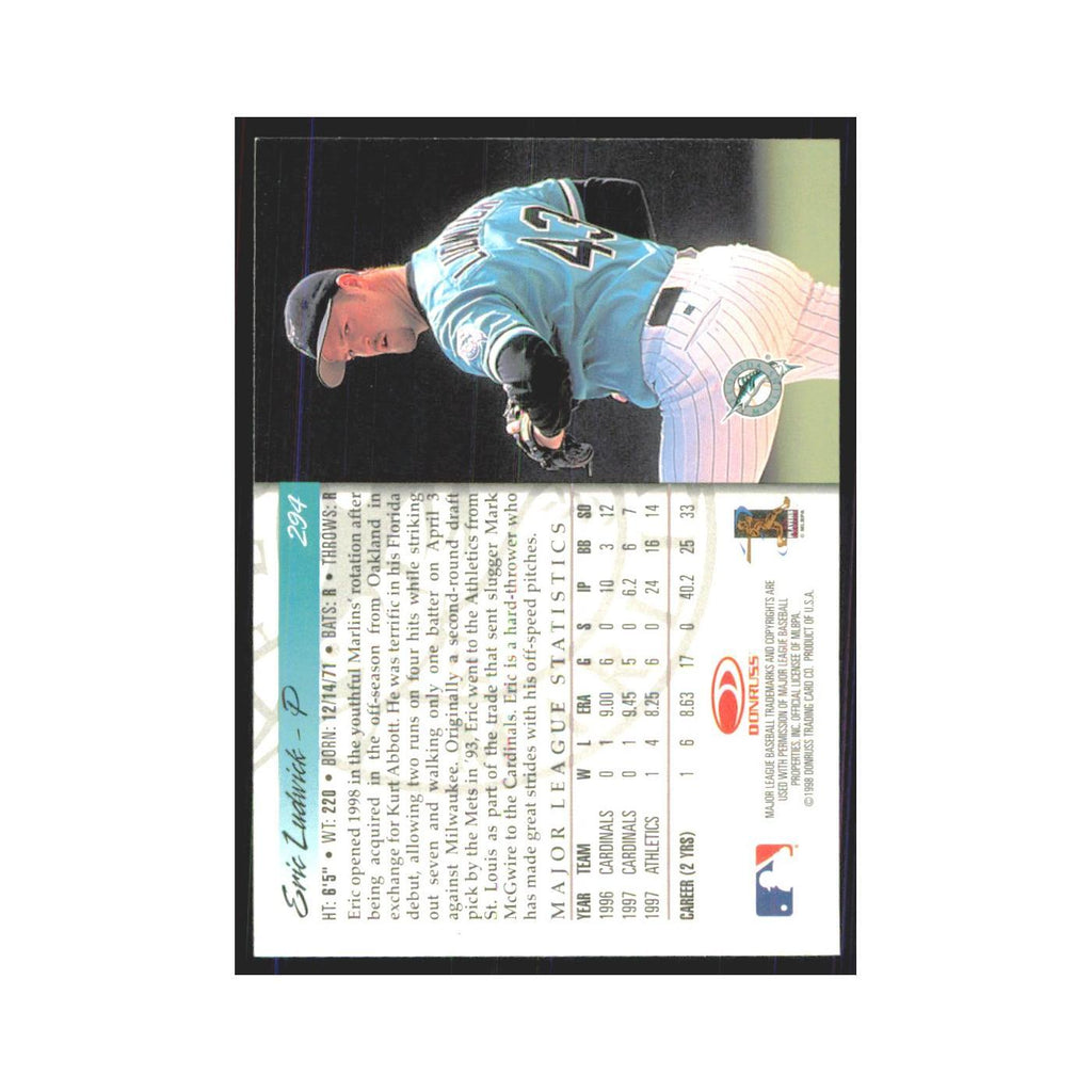 1998 Donruss Eric Ludwick RC Florida Marlins #294