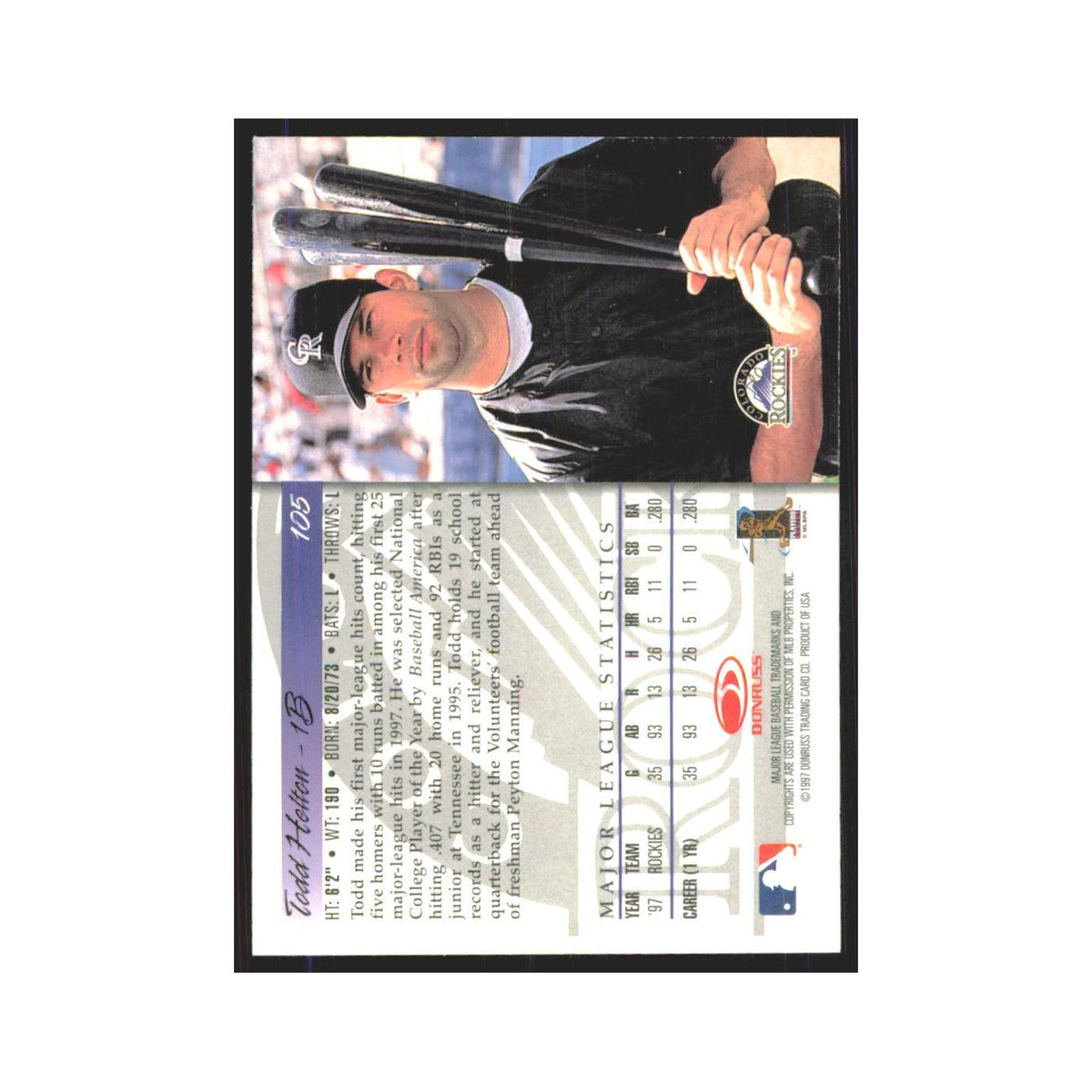1998 Donruss Todd Helton RC Rockies #105