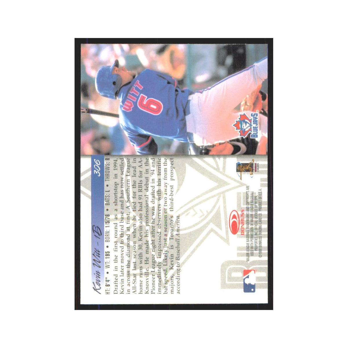 1998 Donruss Kevin Witt RC Blue Jays #306