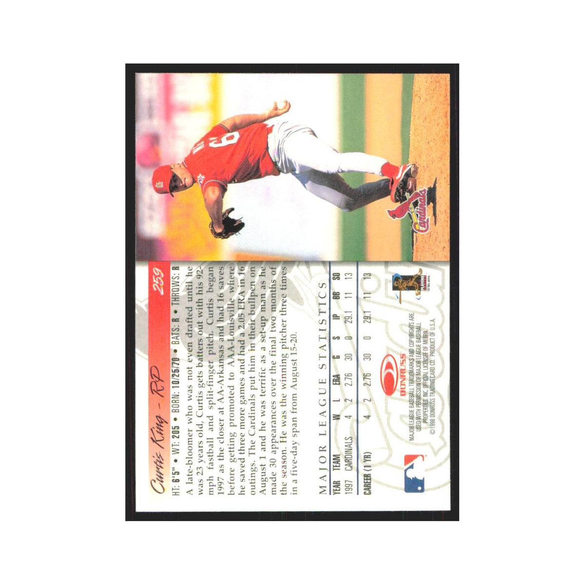 1998 Donruss Curtis King RC Cardinals #259