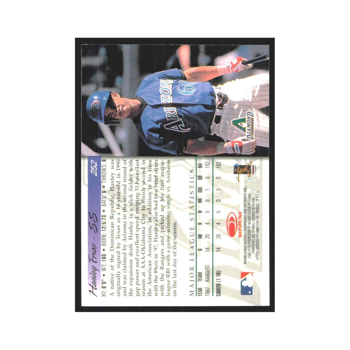 1998 Donruss Hanley Frias RC Diamondbacks #252