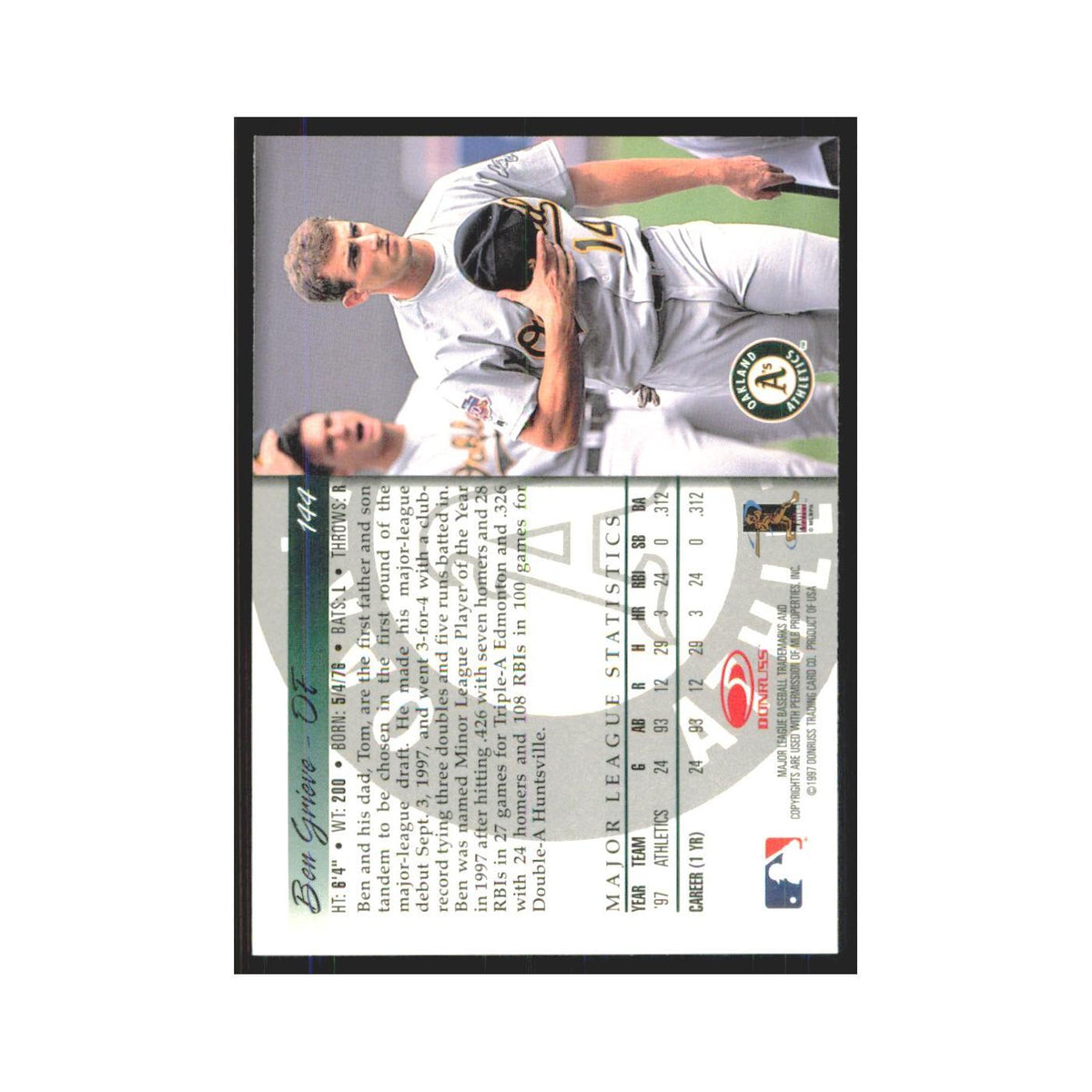1998 Donruss Ben Grieve RC Athletics #144