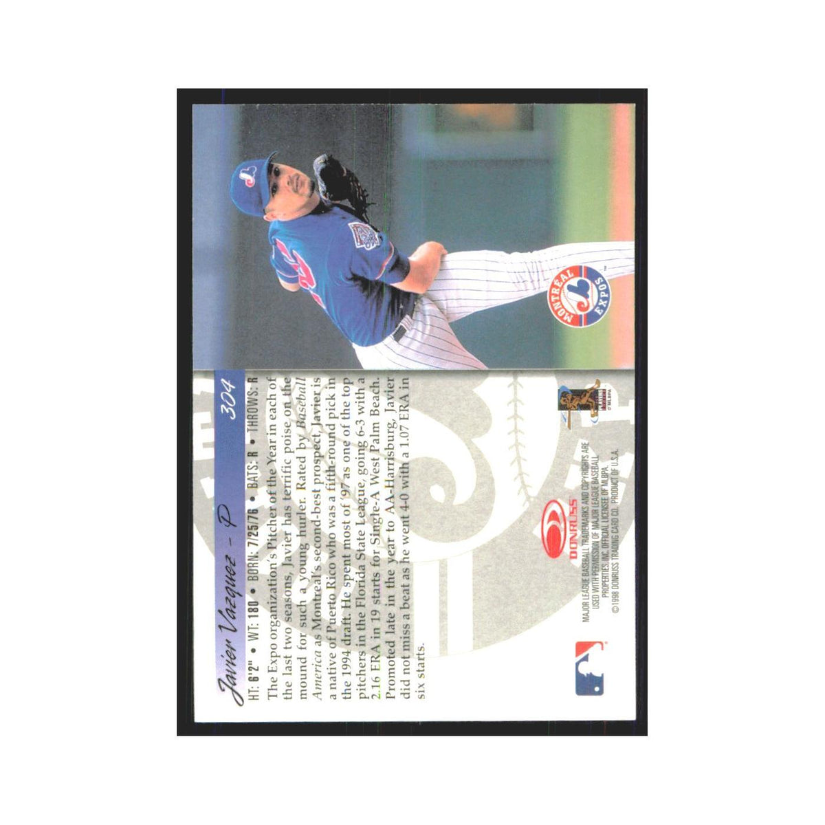 1998 Donruss Javier Vazquez RC Montreal Expos #304