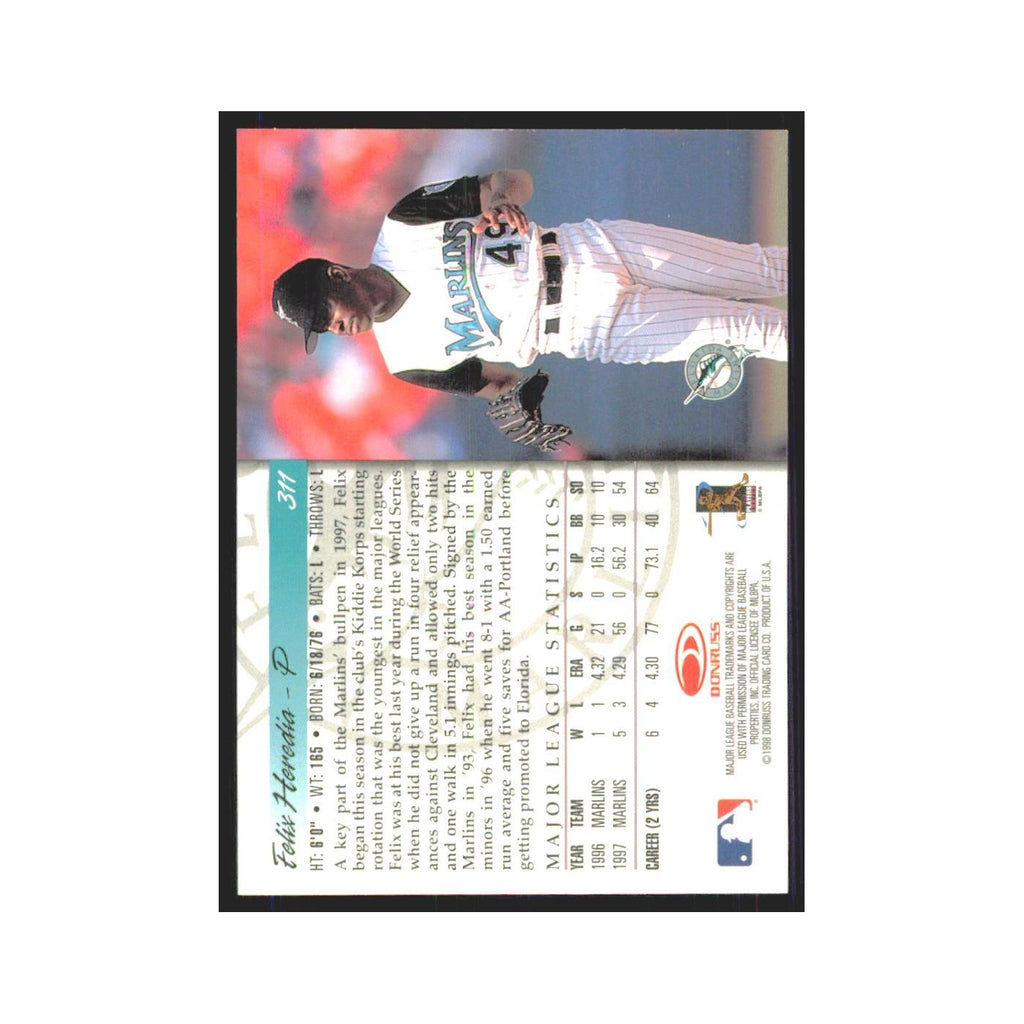 1998 Donruss Felix Heredia RC Florida Marlins #311