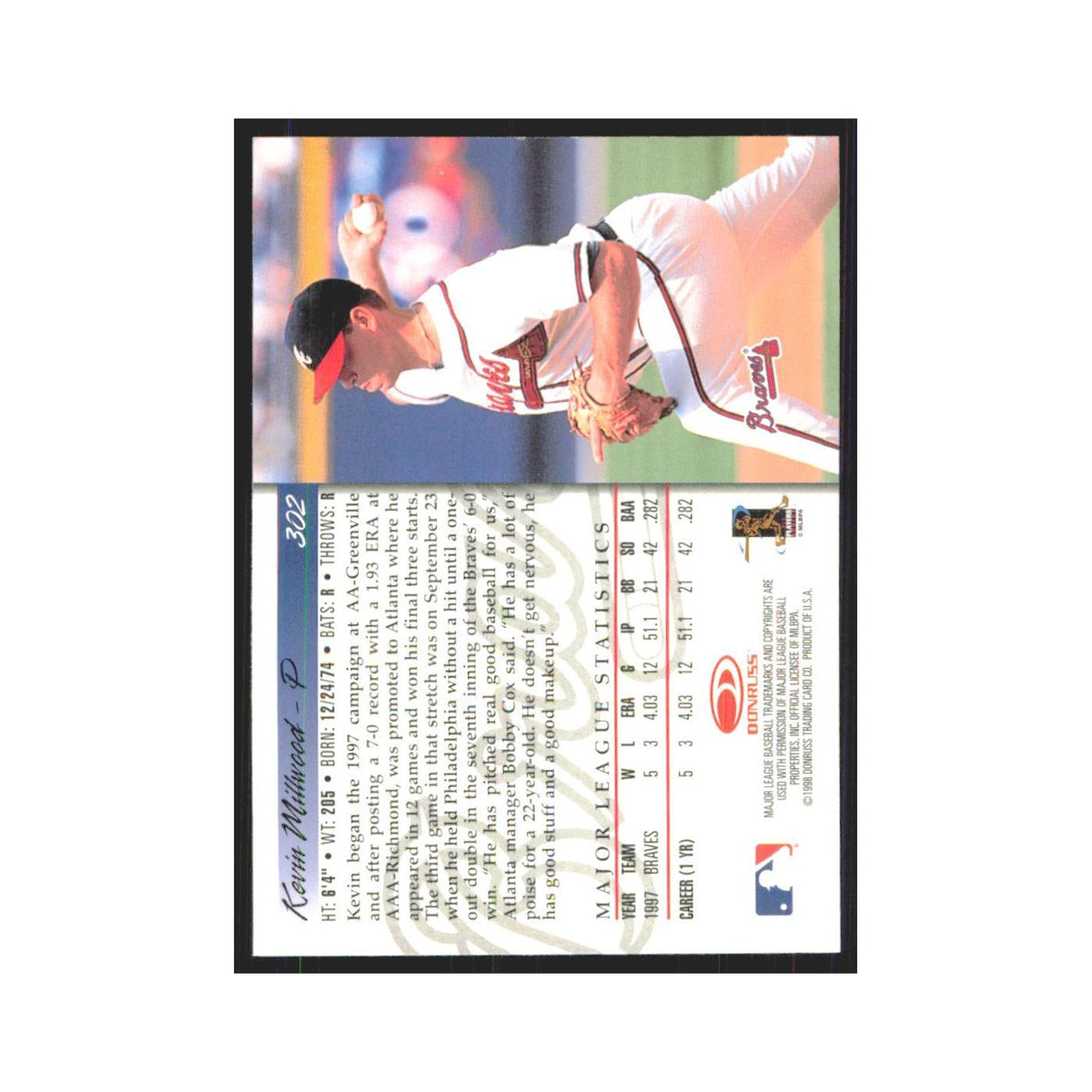 1998 Donruss Kevin Millwood RC Braves #302