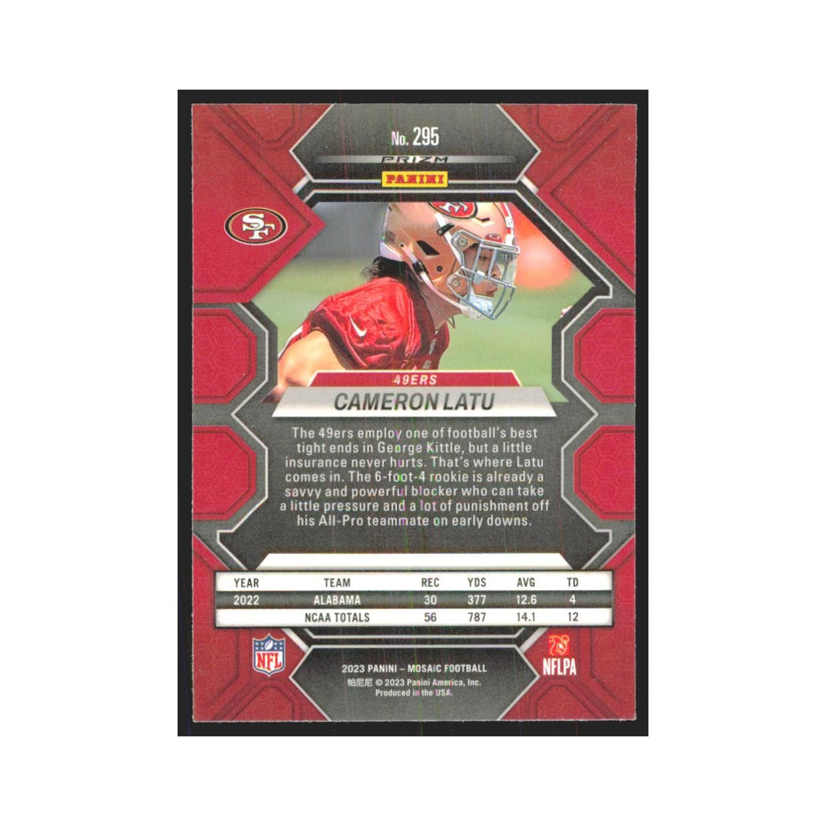 2023 Panini Mosaic Cameron Latu RC 49ers #295