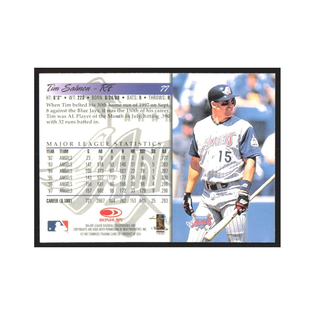 1998 Donruss Tim Salmon Angels #77