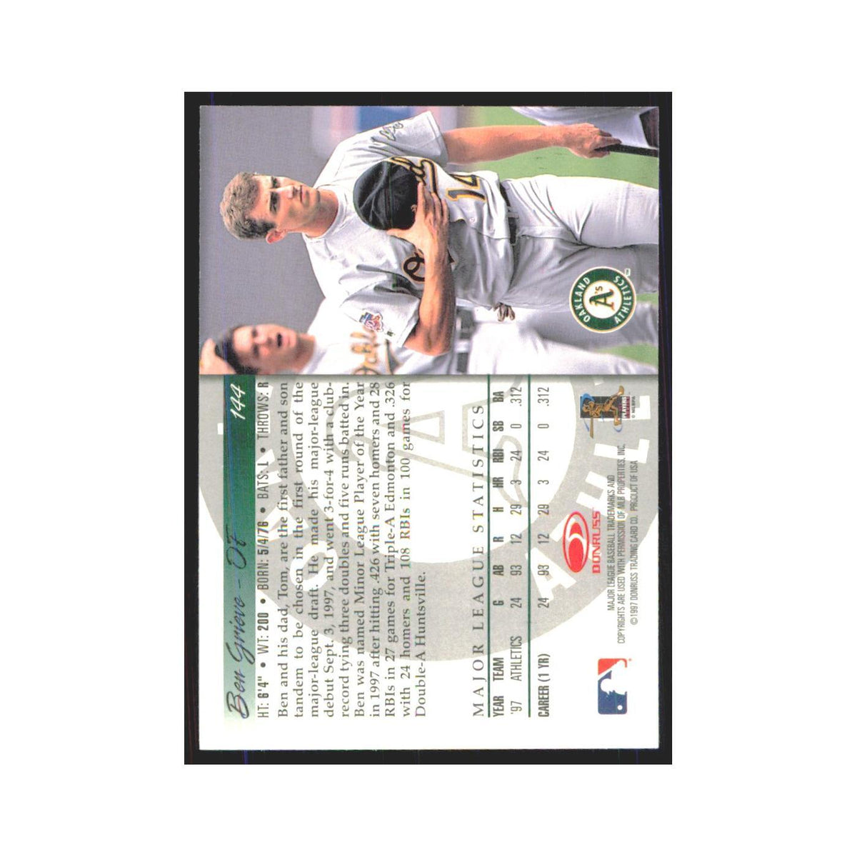 1998 Donruss Ben Grieve RC Athletics #144
